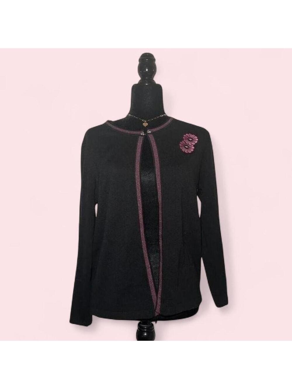 Y2K Coquette Black And Pink Cute Cardigan Soft Girl Aesthetic